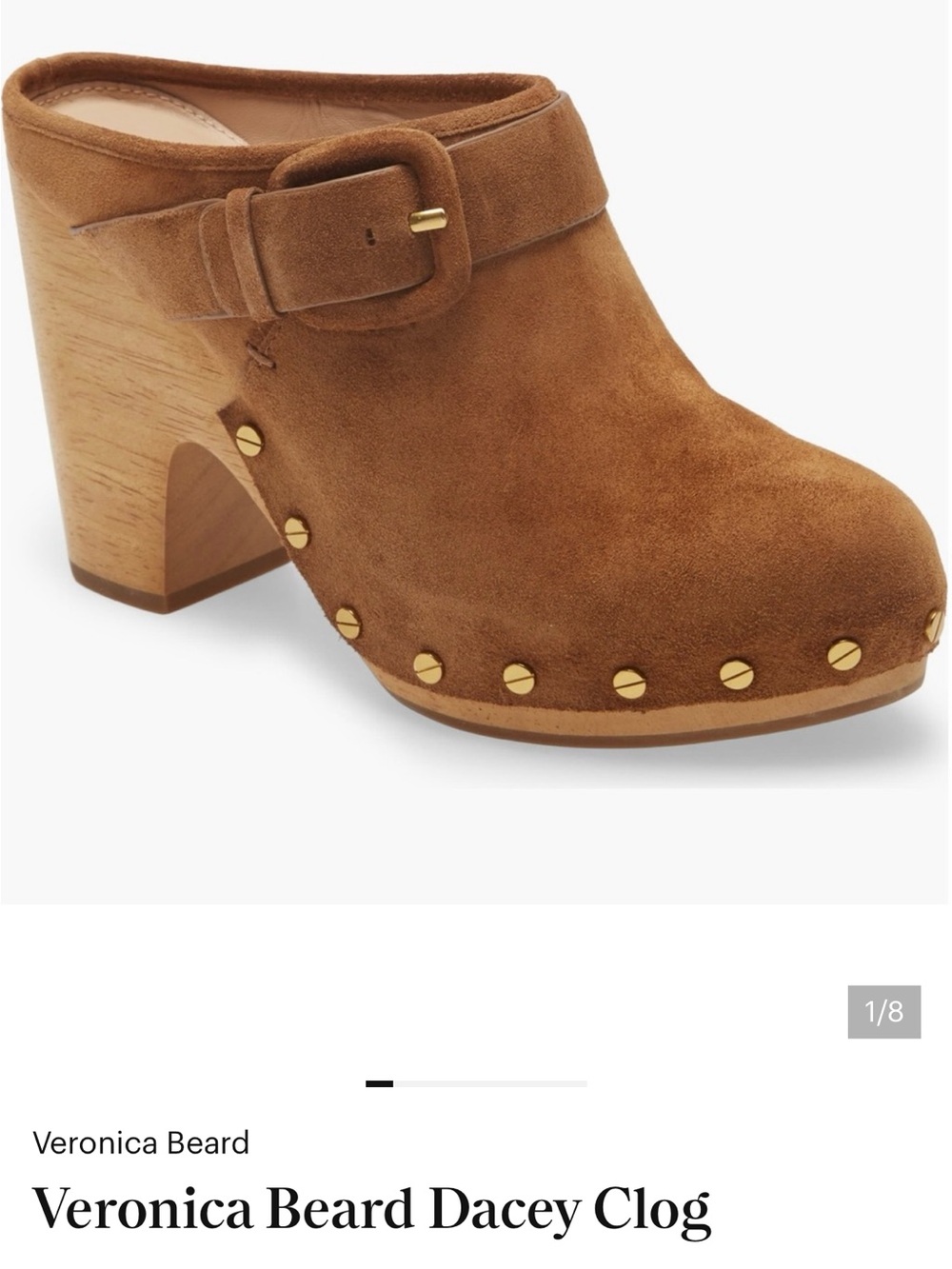Veronica Beard Dacey Suede Buckle Clog in Chestnut Brown